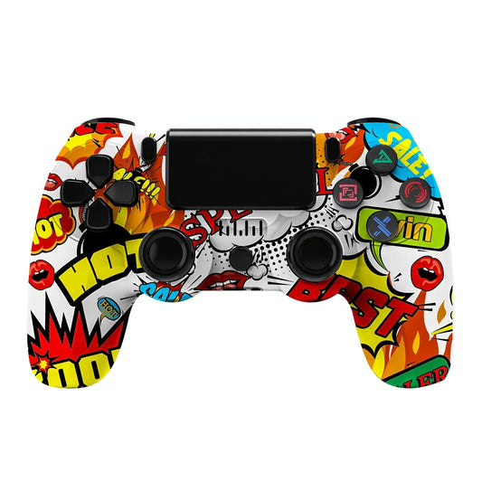 Wireless Bluetooth Game Controller for Ps4 with Dual Vibration and Light Strip - Flame